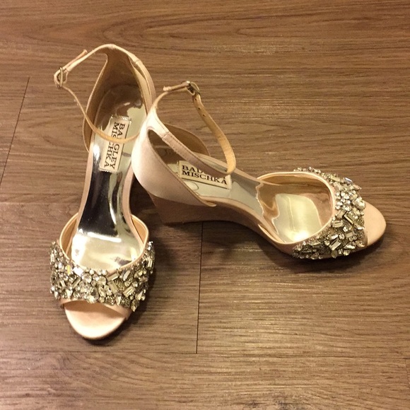 Badgley Mischka Shoes - Badgley Mischka Blush Satin Wedge Shoe